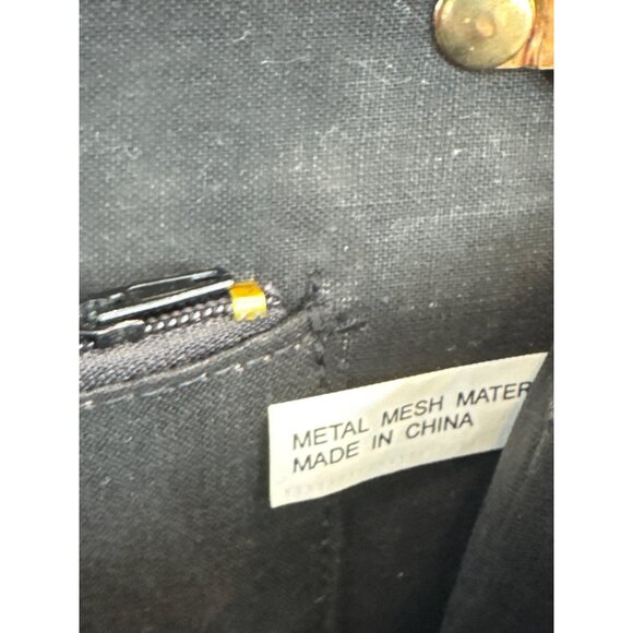 1980s Vintage Black Metal Mesh Purse Bag Sparkly Formal - Picture 9 of 10